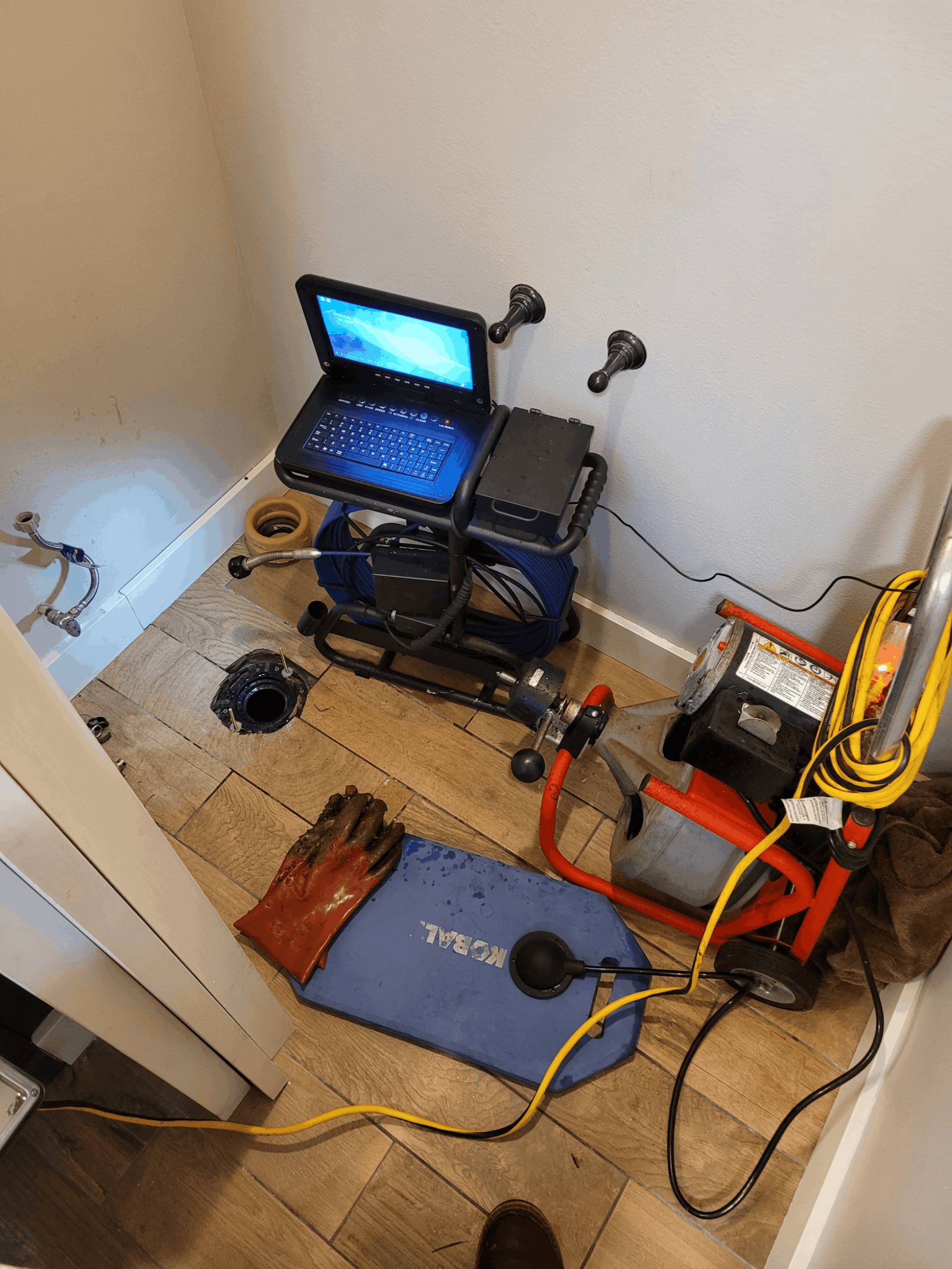 Sewer camera inspection and plumbing cleanout