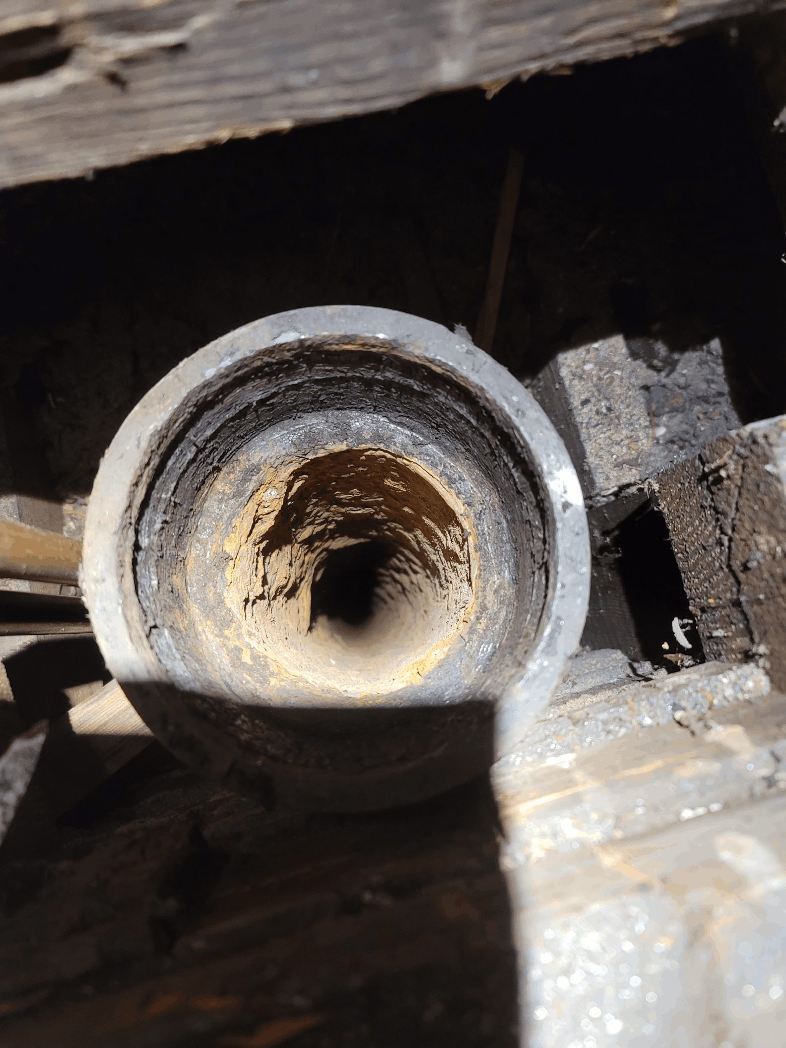 Clogged and corroded plumbing pipe